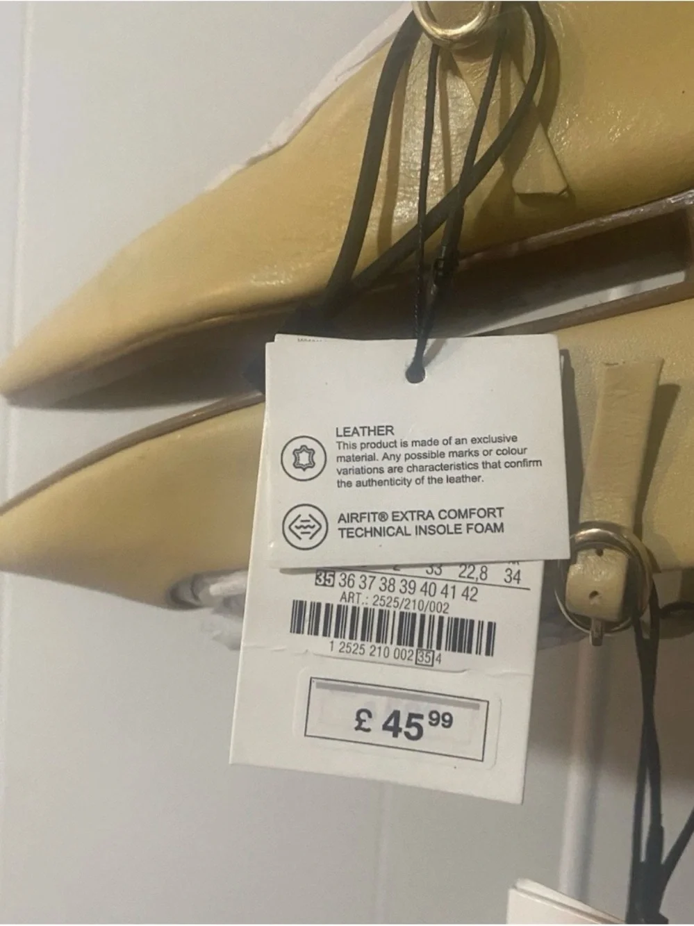 Zara Size 5 Girls Leather Pointed Mary Jane Flats in Tan Big Kids Formal NWT